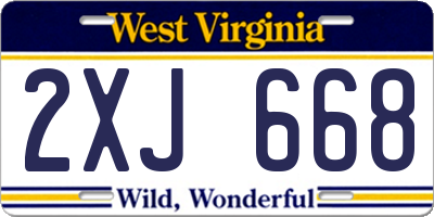WV license plate 2XJ668