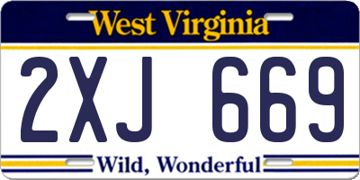 WV license plate 2XJ669