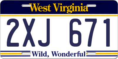 WV license plate 2XJ671