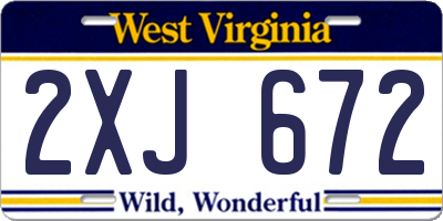 WV license plate 2XJ672