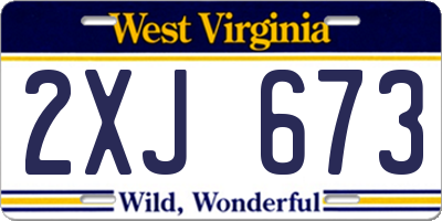 WV license plate 2XJ673