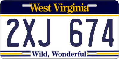 WV license plate 2XJ674