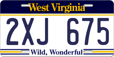 WV license plate 2XJ675