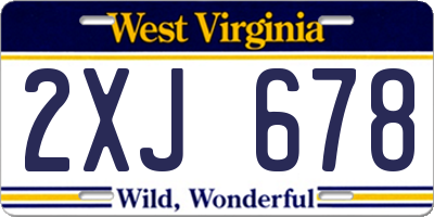 WV license plate 2XJ678