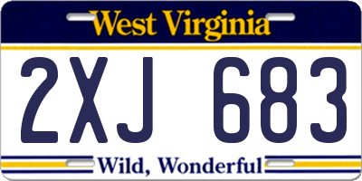WV license plate 2XJ683