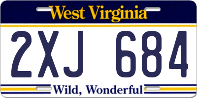 WV license plate 2XJ684