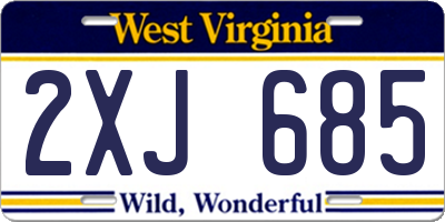 WV license plate 2XJ685