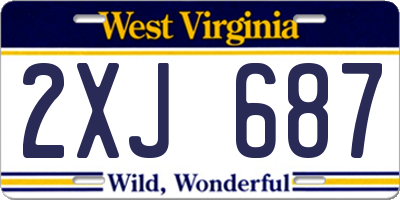 WV license plate 2XJ687