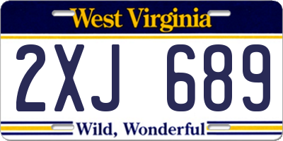 WV license plate 2XJ689