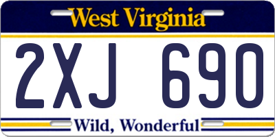 WV license plate 2XJ690