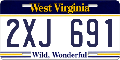 WV license plate 2XJ691