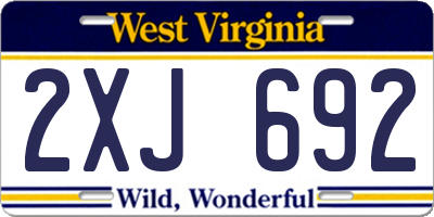 WV license plate 2XJ692