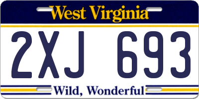 WV license plate 2XJ693