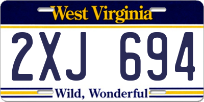 WV license plate 2XJ694