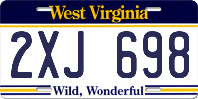 WV license plate 2XJ698