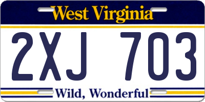 WV license plate 2XJ703