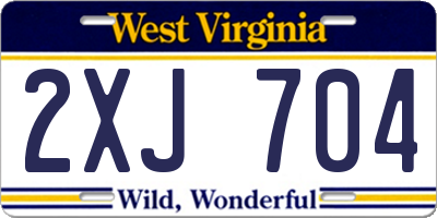 WV license plate 2XJ704