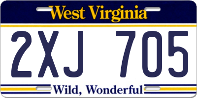 WV license plate 2XJ705