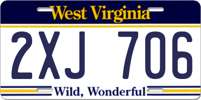 WV license plate 2XJ706