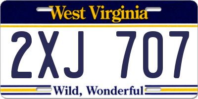 WV license plate 2XJ707