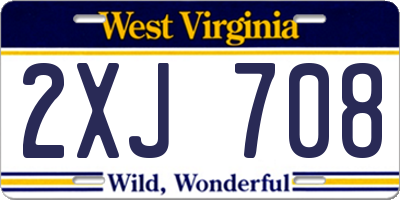 WV license plate 2XJ708