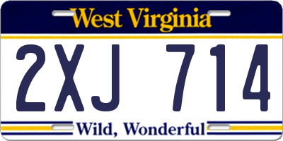 WV license plate 2XJ714