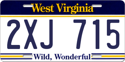 WV license plate 2XJ715