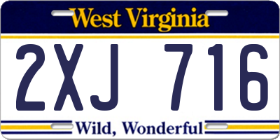 WV license plate 2XJ716