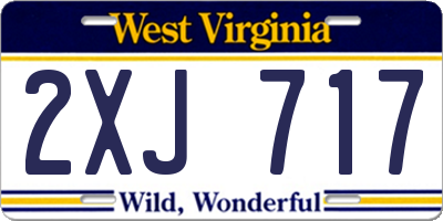 WV license plate 2XJ717