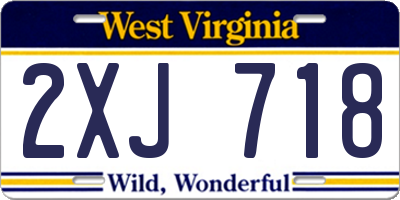 WV license plate 2XJ718