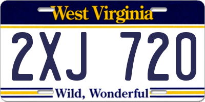 WV license plate 2XJ720