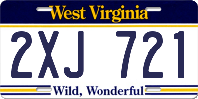 WV license plate 2XJ721