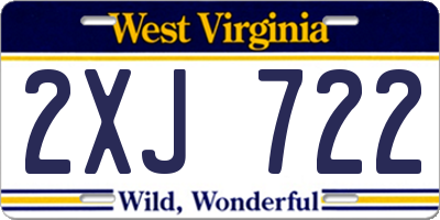 WV license plate 2XJ722
