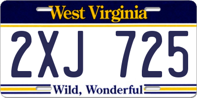 WV license plate 2XJ725
