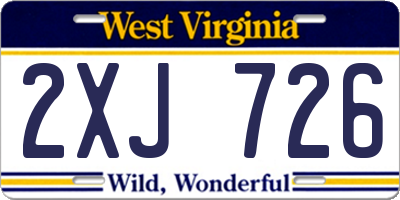 WV license plate 2XJ726