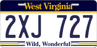 WV license plate 2XJ727