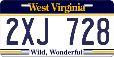 WV license plate 2XJ728