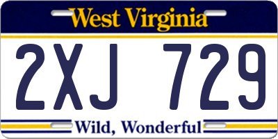 WV license plate 2XJ729