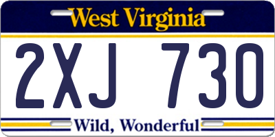 WV license plate 2XJ730