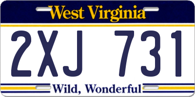 WV license plate 2XJ731