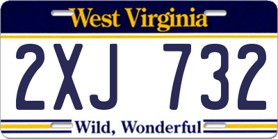 WV license plate 2XJ732