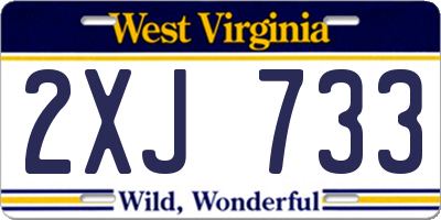 WV license plate 2XJ733