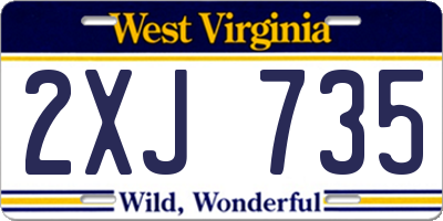 WV license plate 2XJ735
