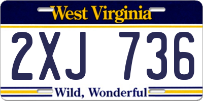 WV license plate 2XJ736