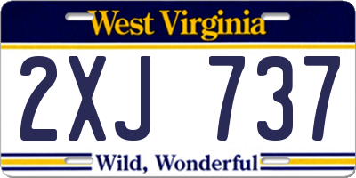 WV license plate 2XJ737