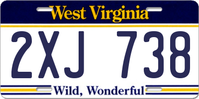 WV license plate 2XJ738
