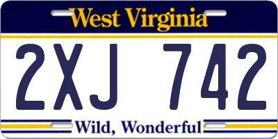WV license plate 2XJ742