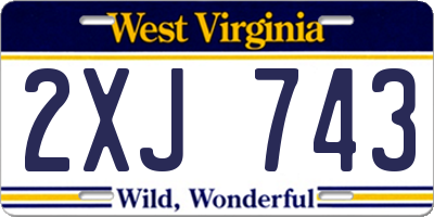WV license plate 2XJ743