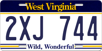 WV license plate 2XJ744