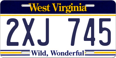 WV license plate 2XJ745